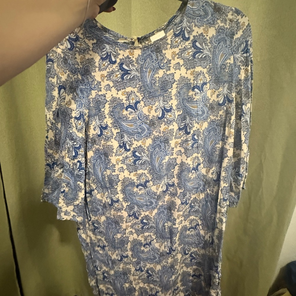 Blue and White Paisley Dress